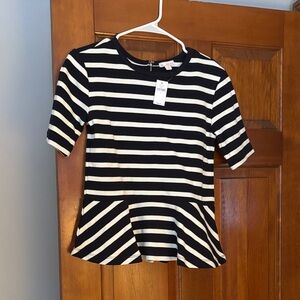 GAP Factory Black and White Striped Short Sleeve Top